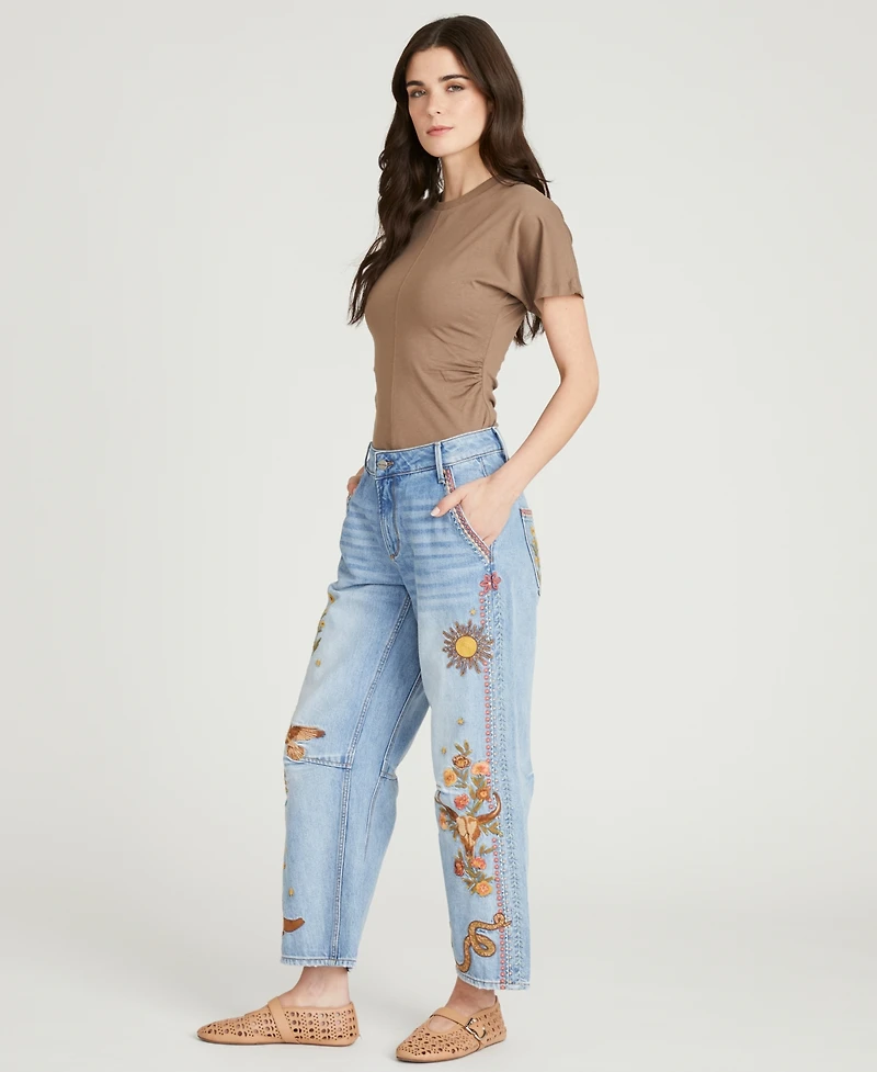 Driftwood Women's Barbie Barrel Embroidered Western Motif Jeans