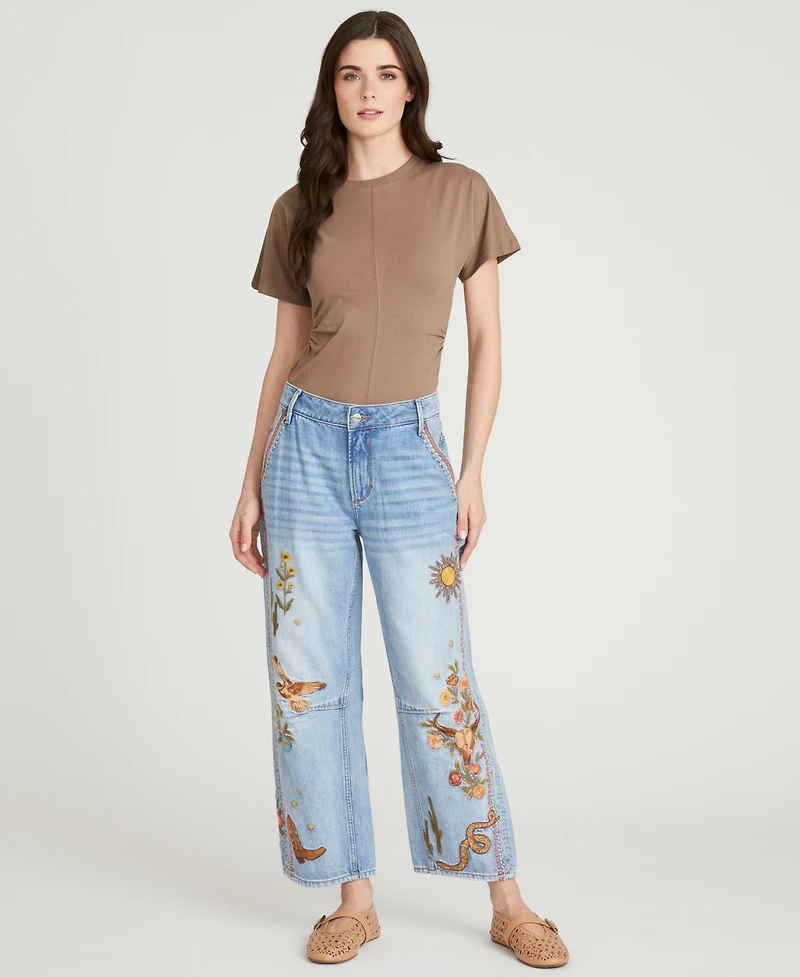 Driftwood Women's Barbie Barrel Embroidered Western Motif Jeans