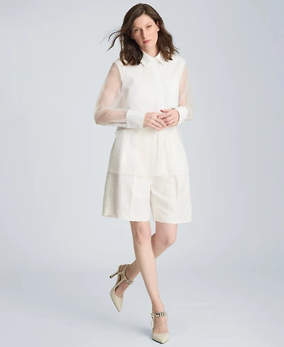 Kenneth Cole Women's Cotton-Blend Long-Sleeve Shirt