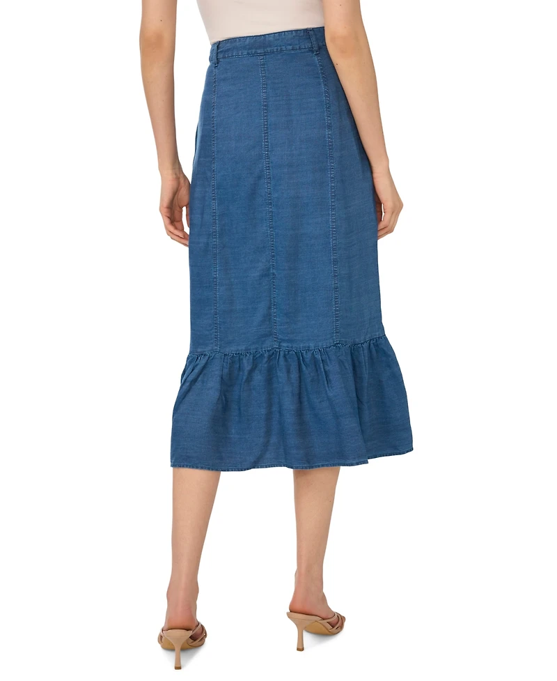 CeCe Women's Button-Down Denim Midi Skirt