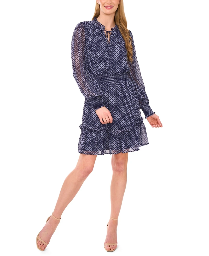 CeCe Women's Tiered Tie-Neck Dress
