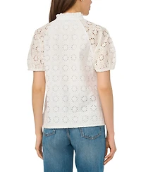 CeCe Women's Short-Sleeve Split Neck Blouse