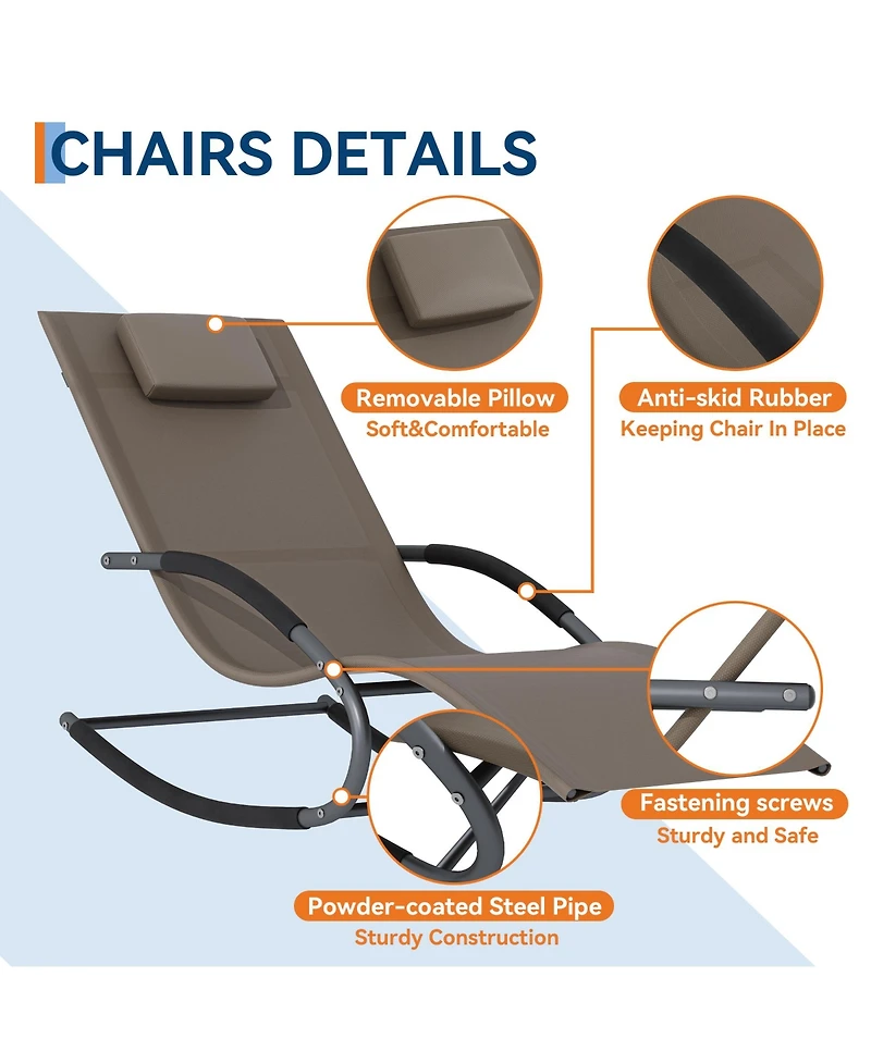 homfan Outdoor Rocking Chair with Iron Frame, Breathable Mesh Patio Recliner for Porch