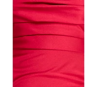 City Studios Juniors' Lace Inset Ruched Gown