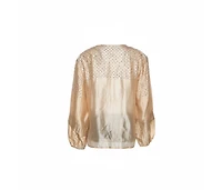 Pre-Owned Stella Mccartney Women's Silk Sequin Detail Balloon Sleeve Blouse