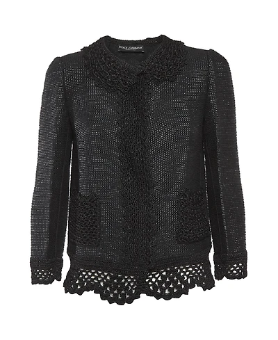 Pre-Owned Dolce & Gabbana Women's Lace Trim Tweed Jacket