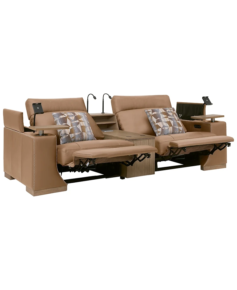 Holtman 3-Piece Leather Sectional Sofa with 2 Power Recliners and Console