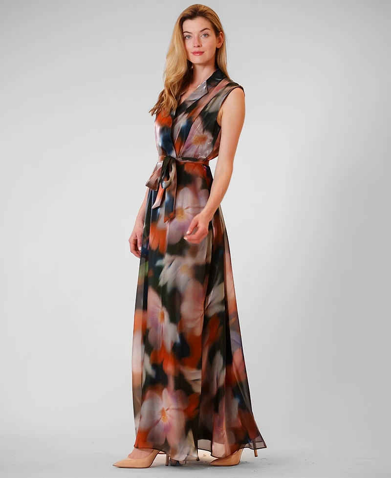 julia jordan Women's Sleeveless Collared Maxi Dress