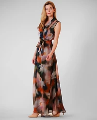 julia jordan Women's Sleeveless Collared Maxi Dress
