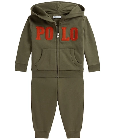 Polo Ralph Lauren Baby Boys' Logo Fleece Full-Zip Hoodie and Pants, 2-Piece Set