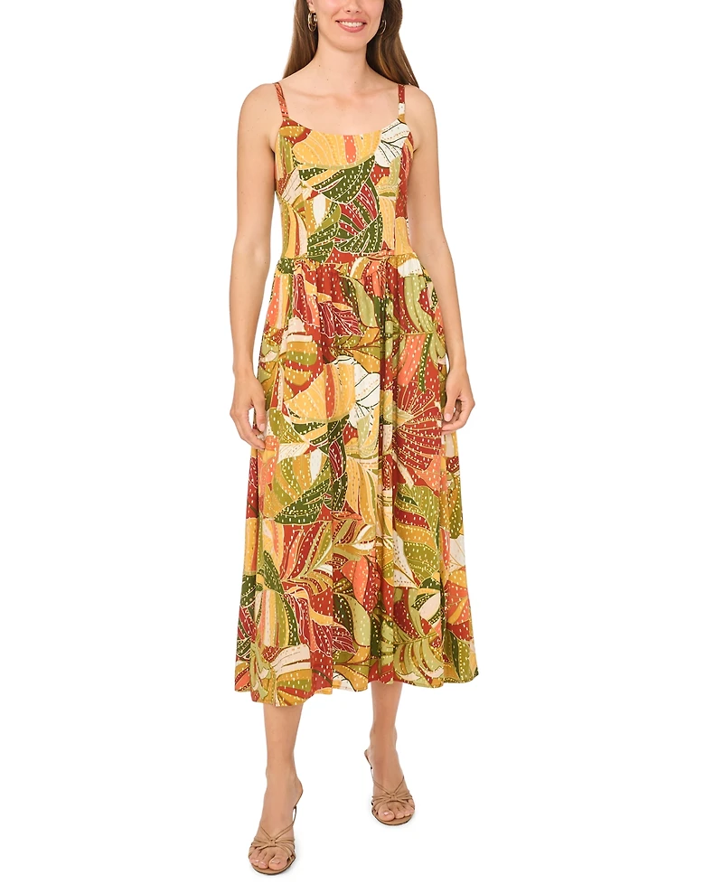 Msk Women's Floral Challis Smocked Maxi Dress