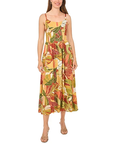 Msk Women's Floral Challis Smocked Maxi Dress