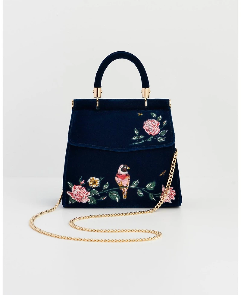 Fable England Rosy Posy Embroidered Mini Top Handle Tote