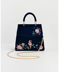 Fable England Rosy Posy Embroidered Mini Top Handle Tote