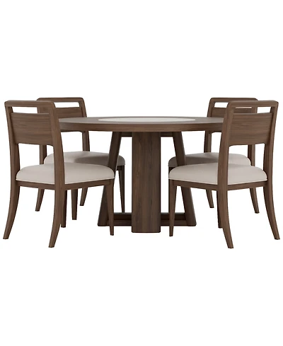 Amelie Round 5-Piece Wood Dining Set (Table and 4 Wood Side Chairs)