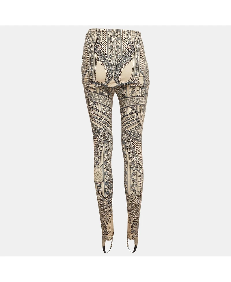 Pre-Owned Roberto Cavalli Women's Printed Knit Draped Overlay Detail Pants
