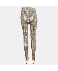 Pre-Owned Roberto Cavalli Women's Printed Knit Draped Overlay Detail Pants