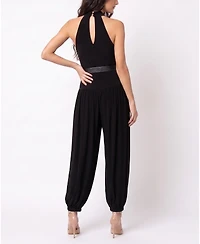 Taylor Women's Belted Cowl Neck Jumpsuit