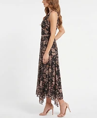 Taylor Women's Lyocell-Blend Handkerchief Hem Floral Dress