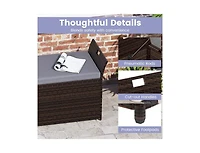 Lucky One Outdoor Storage Bench with Pe Rattan Wicker Cushion and Side Handles