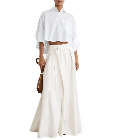 Reiss Women's Cotton-Blend Pleated Maxi Skirt