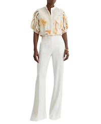 Reiss Women's Floral-Print Lace-Trim Shirt