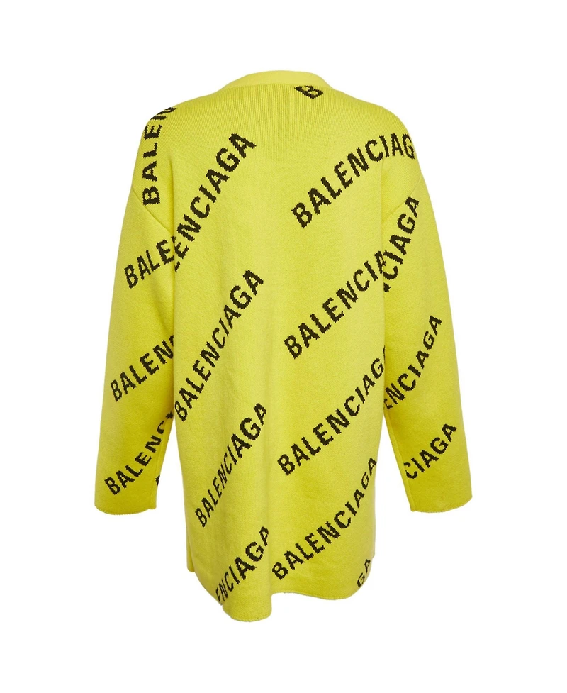 Pre-Owned Balenciaga Women's Logo All Over Knit Cardigan