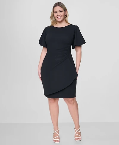 Dkny Plus Jewel Neck Bubble Sleeve Sheath Dress