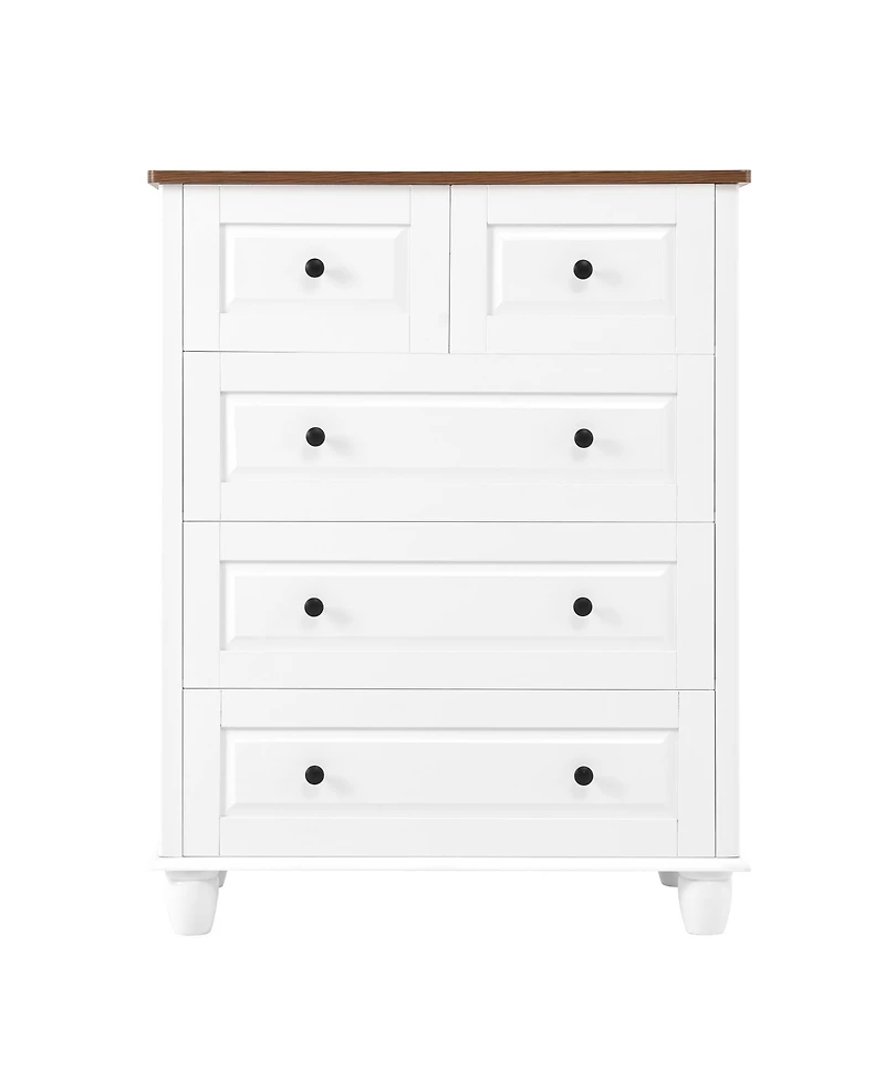 Rainsken 5 Drawer Dresser for Bedroom, Tall Chest of Drawers, Wood Storage Cabinet with Rustic Nature Texture for Bedroom, Living Room, Hallway