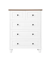 Rainsken 5 Drawer Dresser for Bedroom, Tall Chest of Drawers, Wood Storage Cabinet with Rustic Nature Texture for Bedroom, Living Room, Hallway
