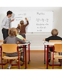 Sugift Rolling Double-Sided Magnetic Whiteboard on Wheels with Stand and Aluminum Alloy Frame