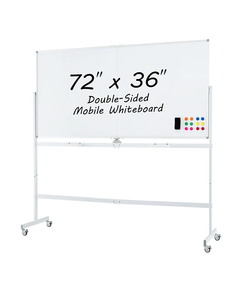 Sugift Rolling Double-Sided Magnetic Whiteboard on Wheels with Stand and Aluminum Alloy Frame