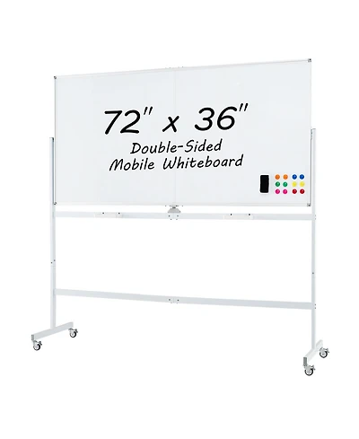 Sugift Rolling Double-Sided Magnetic Whiteboard on Wheels with Stand and Aluminum Alloy Frame
