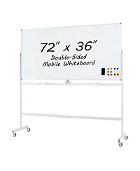 Sugift Rolling Double-Sided Magnetic Whiteboard on Wheels with Stand and Aluminum Alloy Frame