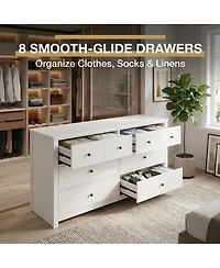 gaomon 8 Drawers Dresser for Bedroom, Fluted Wood Drawers