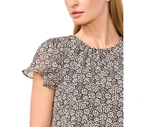CeCe Women's Flutter-Sleeve Crewneck Top