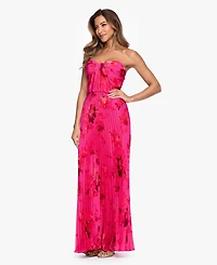 Betsy & Adam Women's Strapless Pleated Gown