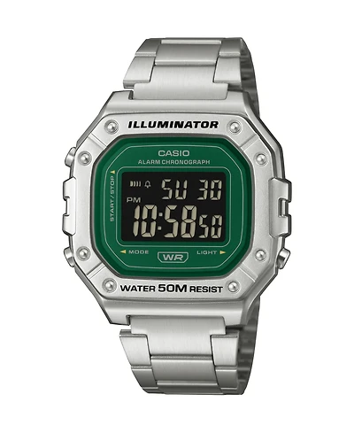 Casio Men's Digital Silver-Tone Stainless Steel Watch 43.2mm