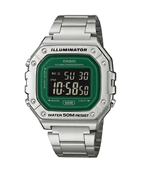 Casio Men's Digital Silver-Tone Stainless Steel Watch 43.2mm