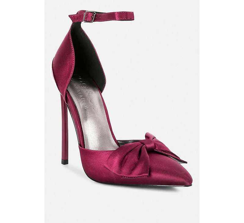 Dingles Womens Bow Embellished Satin Stiletto Sandals
