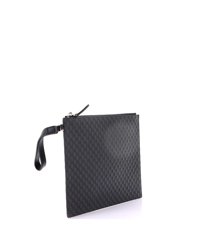 Pre-Owned Gucci Medium Wristlet Pouch Microguccissima Leather