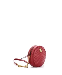 Pre-Owned Gucci Mini Gg Marmont Round Shoulder Bag Matelasse Leather