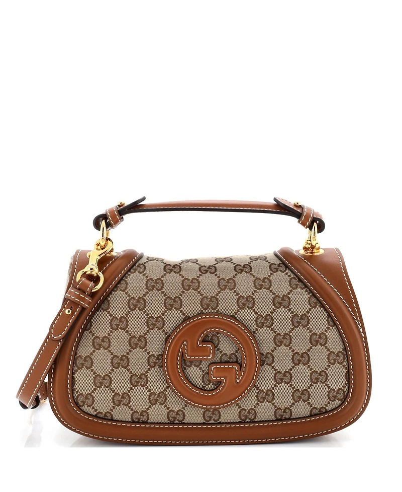Pre-Owned Gucci Medium Blondie Nm Top Handle Bag Gg Coated Canvas with Leather