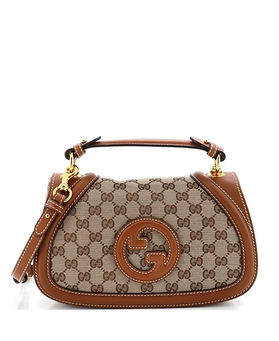 Pre-Owned Gucci Medium Blondie Nm Top Handle Bag Gg Coated Canvas with Leather