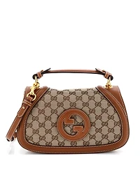 Pre-Owned Gucci Medium Blondie Nm Top Handle Bag Gg Coated Canvas with Leather