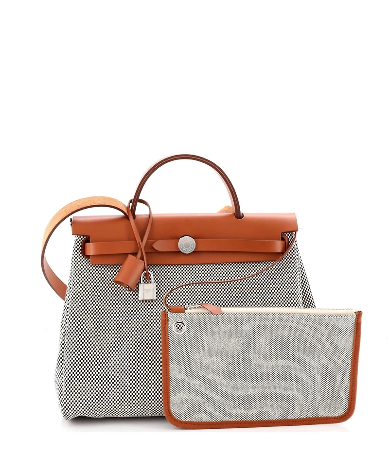 Pre-Owned Hermes 31 Herbag Zip Criss Viking Toile and Leather
