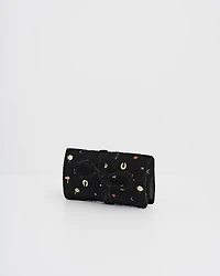 Fable England Women's Quilted Celestial Velvet Embroidered Jewellery Roll