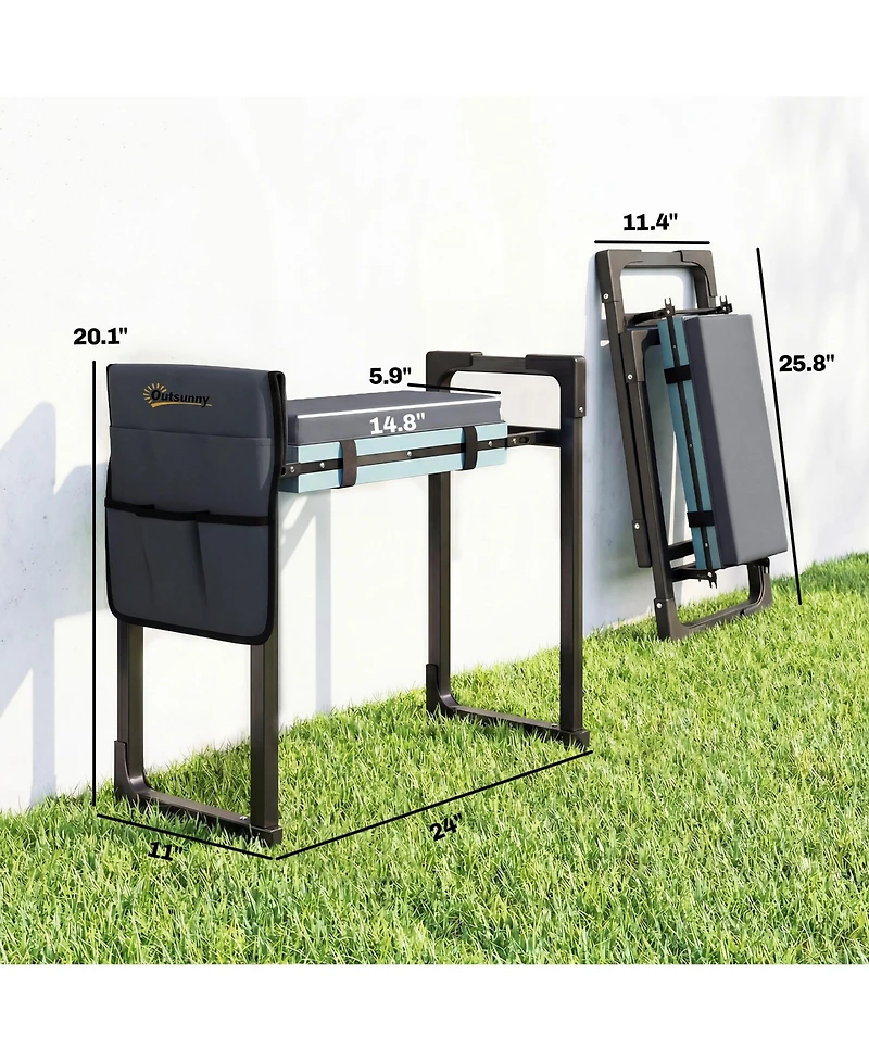 Outsunny Garden Kneeler and Seat, 330lbs Foldable Gardening Stool