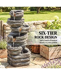 Outsunny Outdoor Fountain with Cascading Waterfall, 40