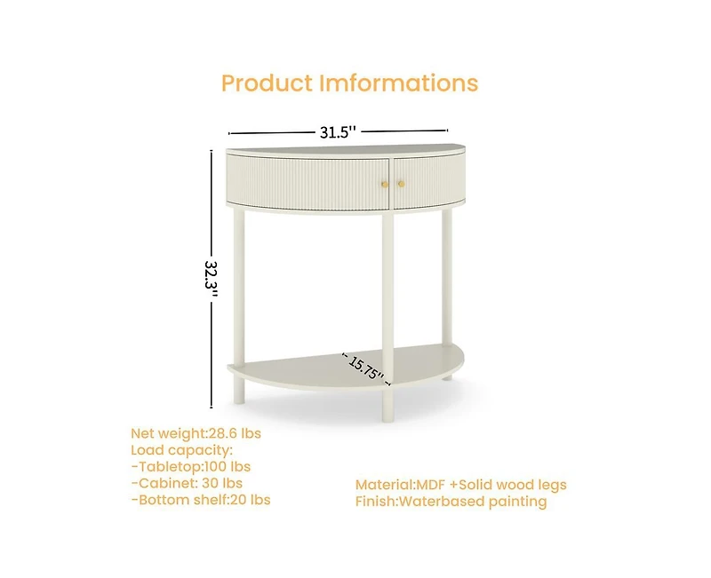 sumyeg 31.5" Corner Cabinet Side Table with 2 Storage Drawers and Bottom Shelf